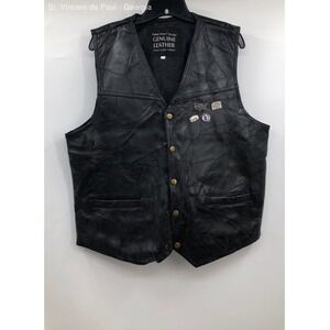 Men's Italian‎ Stone Design Black Leather Motorcycle - Size Large